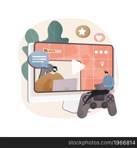 Video game walkthrough abstract concept vector illustration. Online walkthrough video, popular pc game content, gaming stream, playthrough, console playing, improving skill abstract metaphor.. Video game walkthrough abstract concept vector illustration.