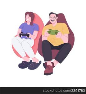 Video gaming lounge isolated cartoon vector illustrations. Happy colleagues play video games in an office lounge zone, entertainment time together, modern workplace, work break vector cartoon.. Video gaming lounge isolated cartoon vector illustrations.