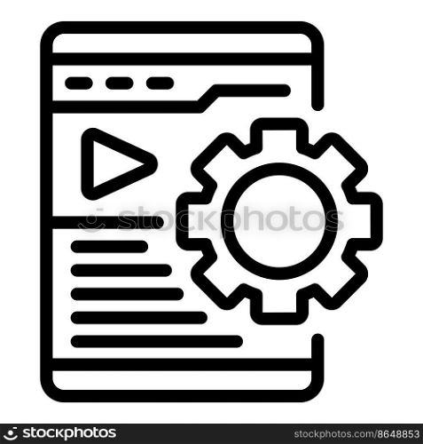 Video gear icon outline vector. Call movie. Online training. Video gear icon outline vector. Call movie