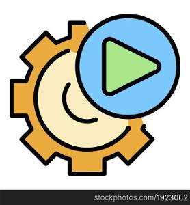 Video gear option icon. Outline video gear option vector icon color flat isolated on white. Video gear option icon color outline vector