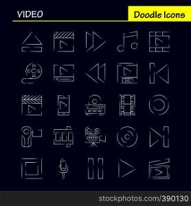 Video Hand Drawn Icon Pack For Designers And Developers. Icons Of Director, Entertainment, Movie, Video, Film, Movie, Video, Multimedia, Vector