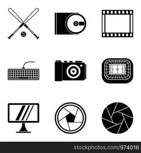 Video information icons set. Simple set of 9 video information vector icons for web isolated on white background. Video information icons set, simple style