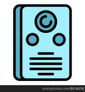 Video intercom alarm icon outline vector. Phone system. Camera security color flat. Video intercom alarm icon vector flat
