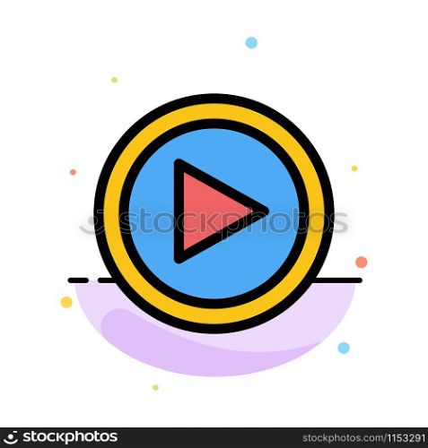 Video, Interface, Play, User Abstract Flat Color Icon Template