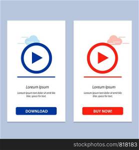 Video, Interface, Play, User Blue and Red Download and Buy Now web Widget Card Template