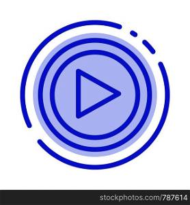 Video, Interface, Play, User Blue Dotted Line Line Icon