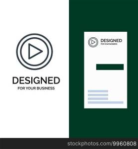 Video, Interface, Play, User Grey Logo Design and Business Card Template