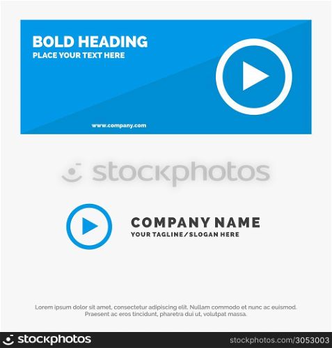 Video, Interface, Play, User SOlid Icon Website Banner and Business Logo Template