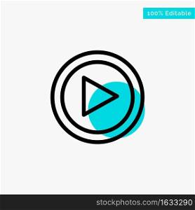Video, Interface, Play, User turquoise highlight circle point Vector icon