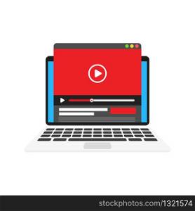 Video laptop, great design for any purposes. Online learning vector icon.. Video laptop, great design for any purposes. Online learning vector
