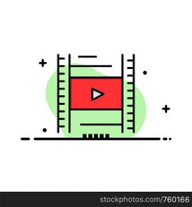 Video, Lesson, Film, Education Business Flat Line Filled Icon Vector Banner Template