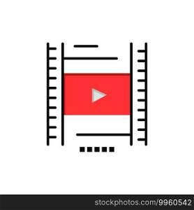 Video, Lesson, Film, Education  Flat Color Icon. Vector icon banner Template
