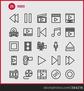 Video Line Icon Pack For Designers And Developers. Icons Of Director, Entertainment, Movie, Video, Film, Movie, Video, Multimedia, Vector