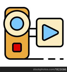 Video live blog camera icon. Outline video live blog camera vector icon color flat isolated on white. Video live blog camera icon color outline vector