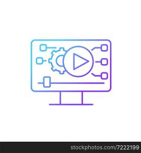 Video making gradient linear vector icon. Social media content creation. Digital technology. Video marketing. Thin line color symbol. Modern style pictogram. Vector isolated outline drawing. Video making gradient linear vector icon