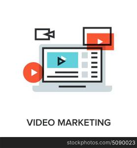 video marketing. Vector illustration of video marketing flat line design concept.