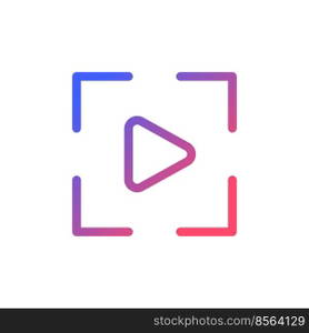 Video mode pixel perfect gradient linear ui icon. Digital camera function. Electronic visual format. Line color user interface symbol. Modern style pictogram. Vector isolated outline illustration. Video mode pixel perfect gradient linear ui icon