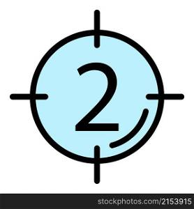 Video number target icon. Outline video number target vector icon color flat isolated. Video number target icon color outline vector