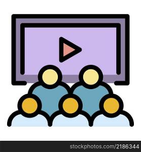 Video online conference icon. Outline video online conference vector icon color flat isolated. Video online conference icon color outline vector
