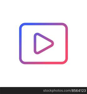 Video pixel perfect gradient linear ui icon. Moving visual media. Record and play. Multimedia player. Line color user interface symbol. Modern style pictogram. Vector isolated outline illustration. Video pixel perfect gradient linear ui icon