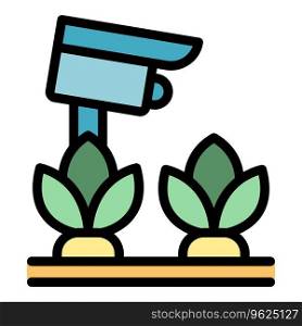 Video plant security icon outline vector. Drone innovation. Food sensor color flat. Video plant security icon vector flat
