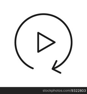 Video play button like simple replay icon isolated. Vector illustration. Stock image. EPS 10.. Video play button like simple replay icon isolated. Vector illustration. Stock image.