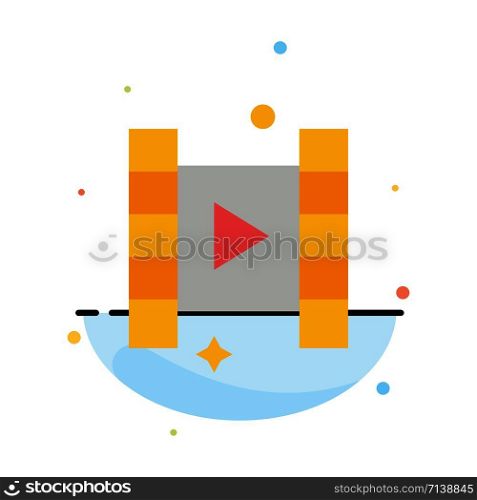 Video, Play, Film Abstract Flat Color Icon Template