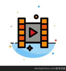 Video, Play, Film Abstract Flat Color Icon Template