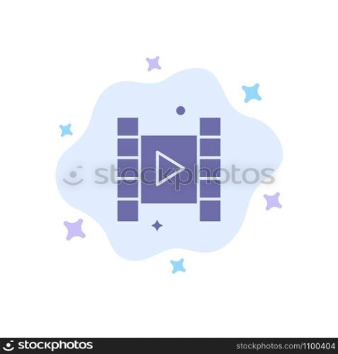 Video, Play, Film Blue Icon on Abstract Cloud Background