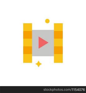 Video, Play, Film Flat Color Icon. Vector icon banner Template