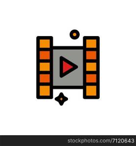 Video, Play, Film Flat Color Icon. Vector icon banner Template