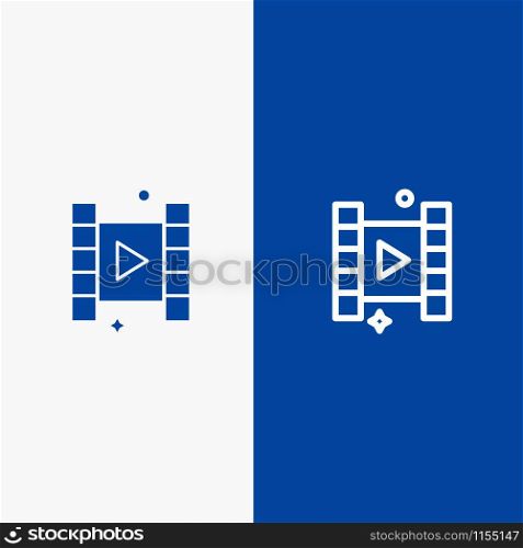 Video, Play, Film Line and Glyph Solid icon Blue banner Line and Glyph Solid icon Blue banner