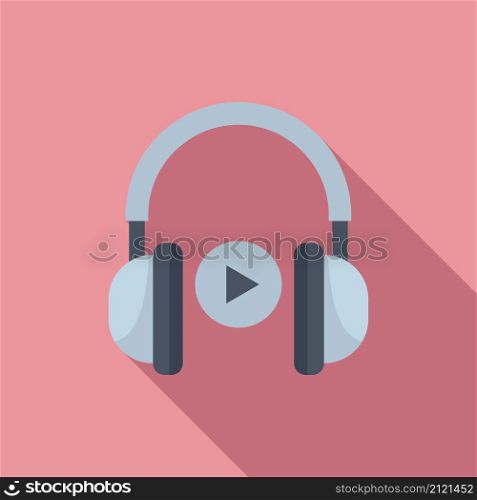 Video play headphones icon flat vector. Music sound. Microphone button film. Video play headphones icon flat vector. Music sound