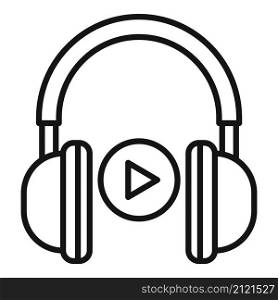 Video play headphones icon outline vector. Music sound. Microphone button film. Video play headphones icon outline vector. Music sound
