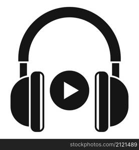 Video play headphones icon simple vector. Music sound. Microphone button film. Video play headphones icon simple vector. Music sound