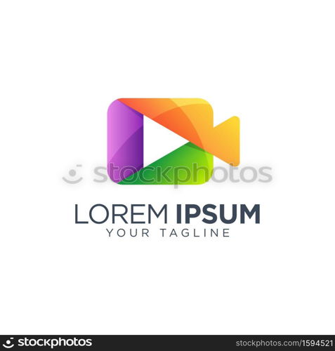 Video play logo design template vector isolated