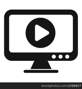 Video play monitor icon simple vector. Online training. Home student. Video play monitor icon simple vector. Online training