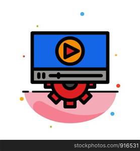 Video, Play, Setting, Design Abstract Flat Color Icon Template
