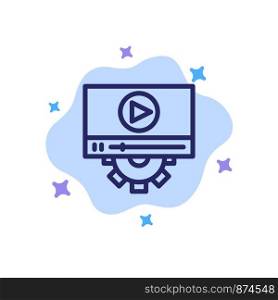 Video, Play, Setting, Design Blue Icon on Abstract Cloud Background