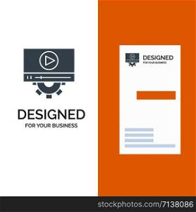 Video, Play, Setting, Design Grey Logo Design and Business Card Template