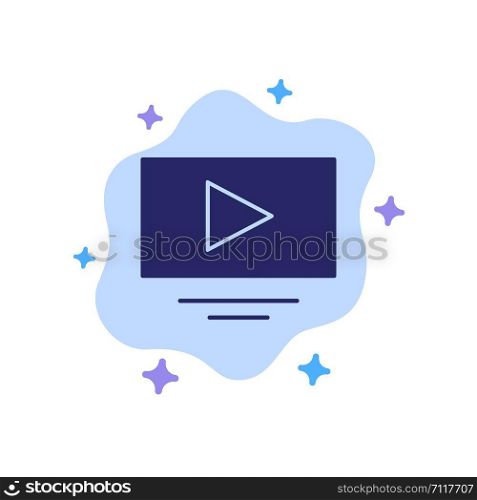 Video, Play, YouTube Blue Icon on Abstract Cloud Background