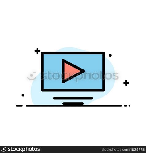 Video, Play, YouTube  Business Flat Line Filled Icon Vector Banner Template