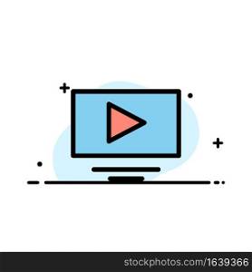 Video, Play, YouTube  Business Flat Line Filled Icon Vector Banner Template