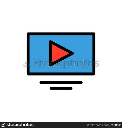 Video, Play, YouTube Flat Color Icon. Vector icon banner Template