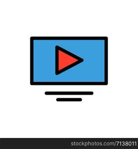 Video, Play, YouTube Flat Color Icon. Vector icon banner Template