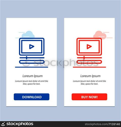 Video, Player, Audio, Mp3, Mp4 Blue and Red Download and Buy Now web Widget Card Template