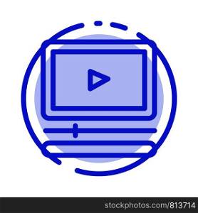 Video, Player, Audio, Mp3, Mp4 Blue Dotted Line Line Icon