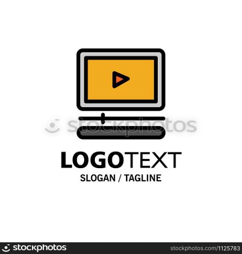 Video, Player, Audio, Mp3, Mp4 Business Logo Template. Flat Color