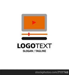 Video, Player, Audio, Mp3, Mp4 Business Logo Template. Flat Color