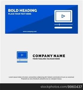 Video, Player, Audio, Mp3, Mp4 SOlid Icon Website Banner and Business Logo Template